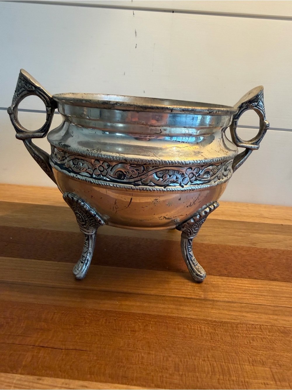 Vintage Silver Plate Footed Vase Bowl Centerpiece